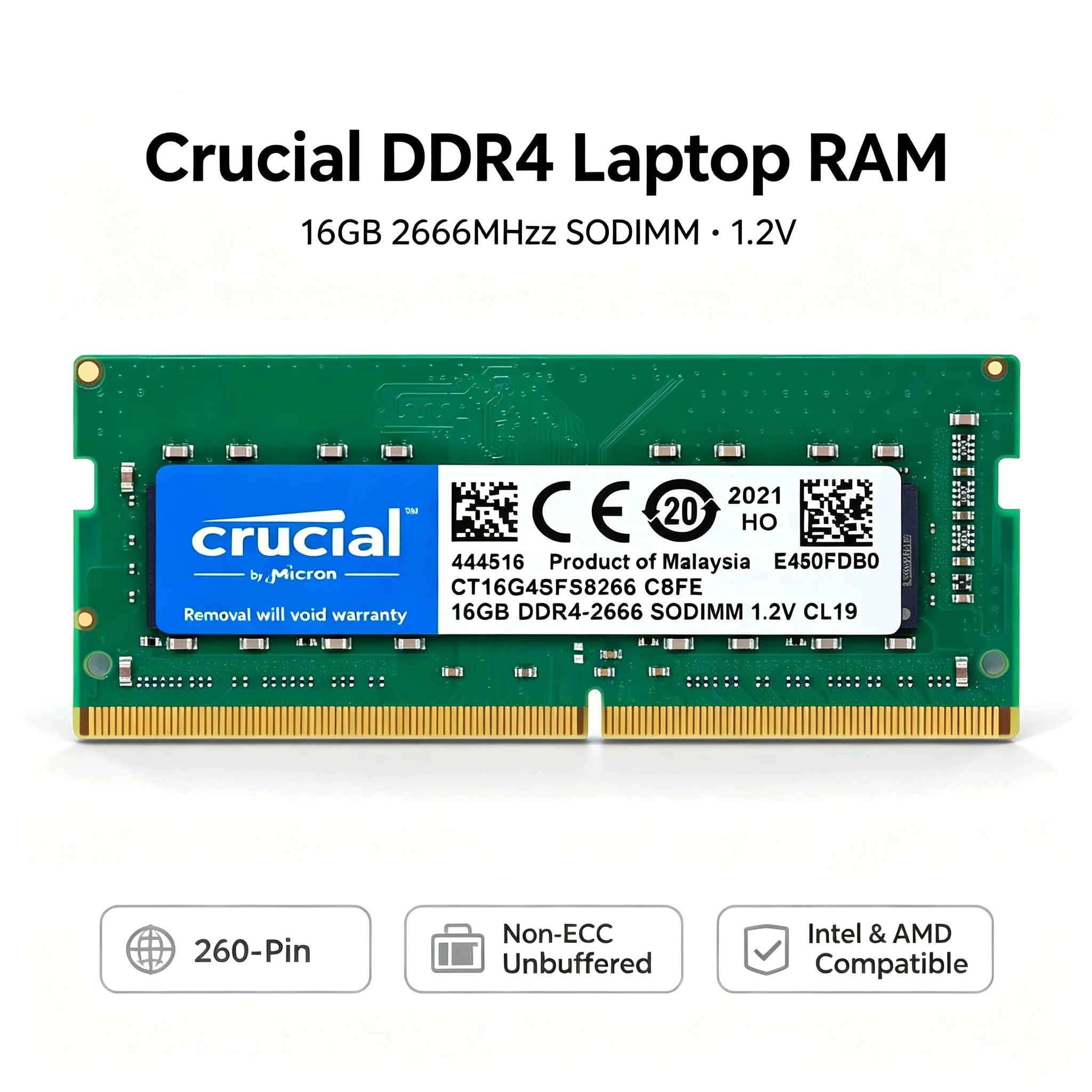 Crucial แรมสำหรับแล็ปท็อป DDR4 - Ddr4 2400Mhz บทวิจารณ์และราคา